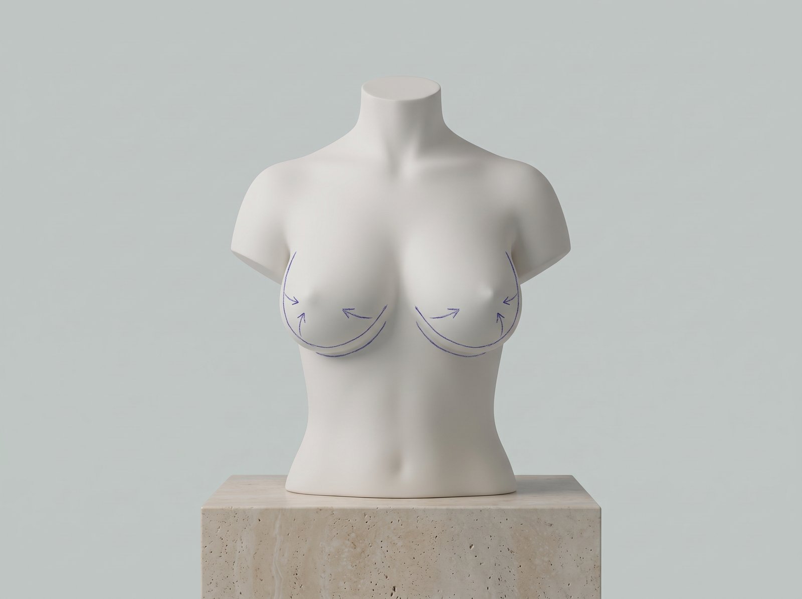 Large breast volume, conceptual porcelain illustration